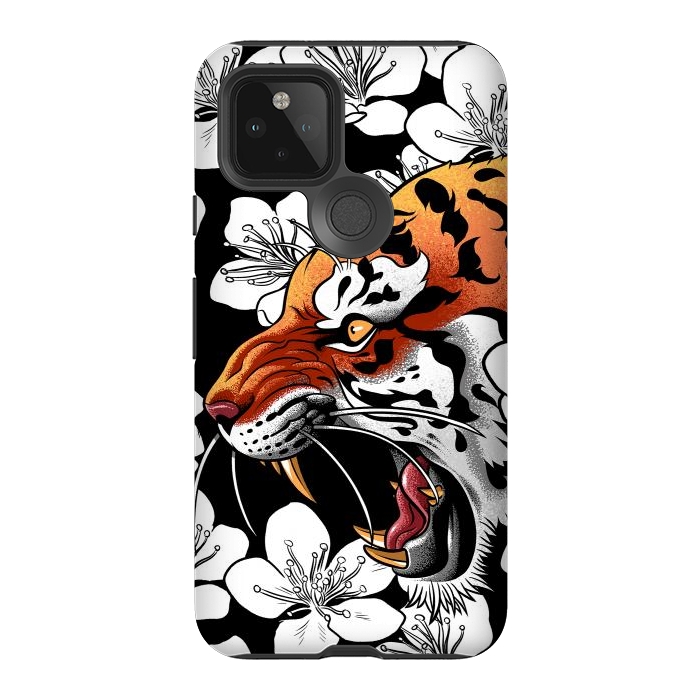 Pixel 5 StrongFit Flowers Tiger by Alberto