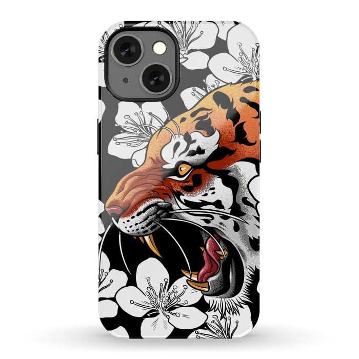 iPhone 13 StrongFit Flowers Tiger by Alberto