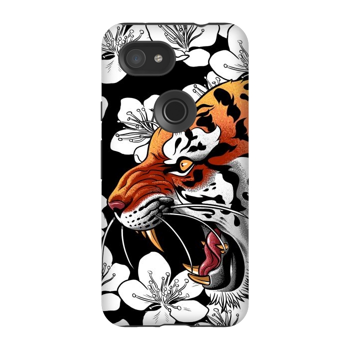 Pixel 3A StrongFit Flowers Tiger by Alberto