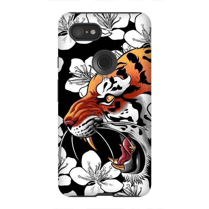 Pixel 3XL StrongFit Flowers Tiger by Alberto