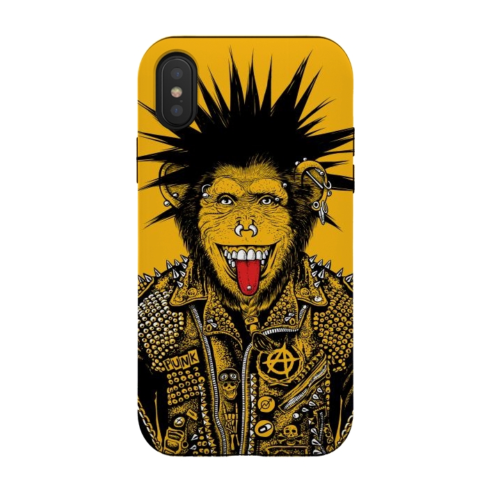 iPhone Xs / X StrongFit Yellow punk monkey by Alberto