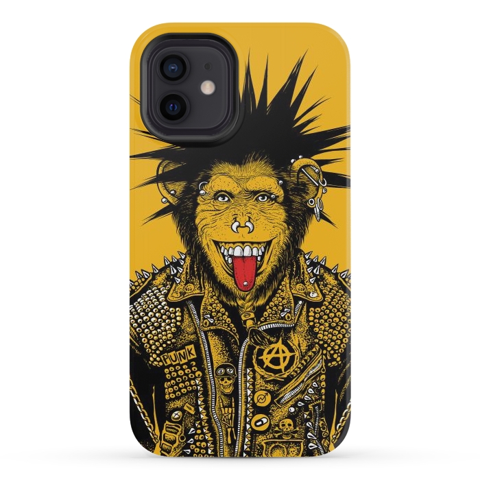 iPhone 12 mini StrongFit Yellow punk monkey by Alberto