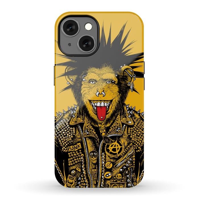 iPhone 13 StrongFit Yellow punk monkey by Alberto