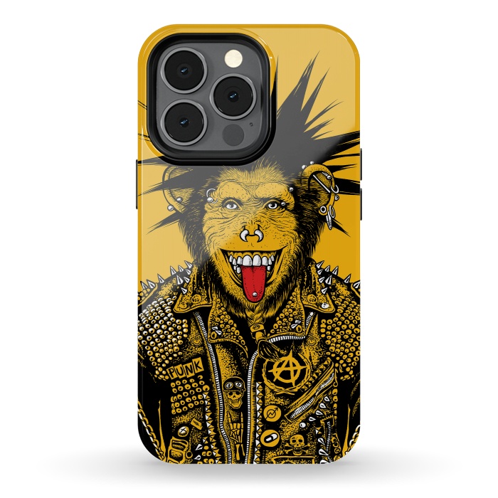 iPhone 13 pro StrongFit Yellow punk monkey by Alberto