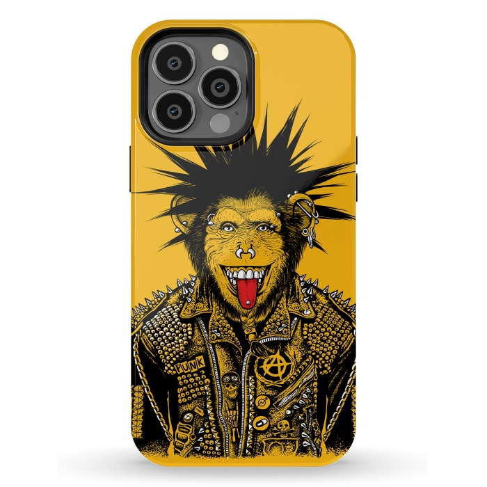 iPhone 13 Pro Max StrongFit Yellow punk monkey by Alberto