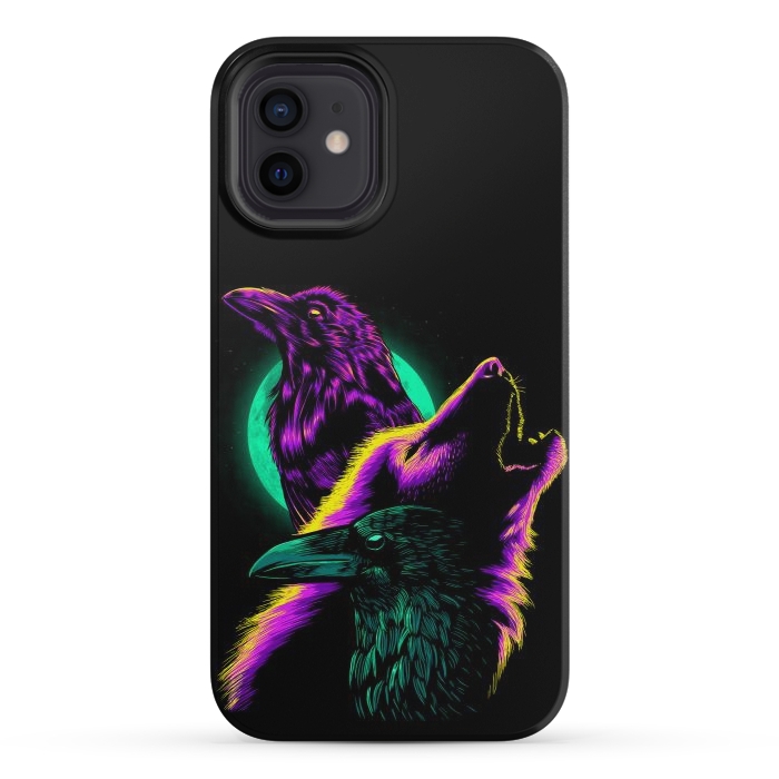 iPhone 12 mini StrongFit Raven and wolf by Alberto