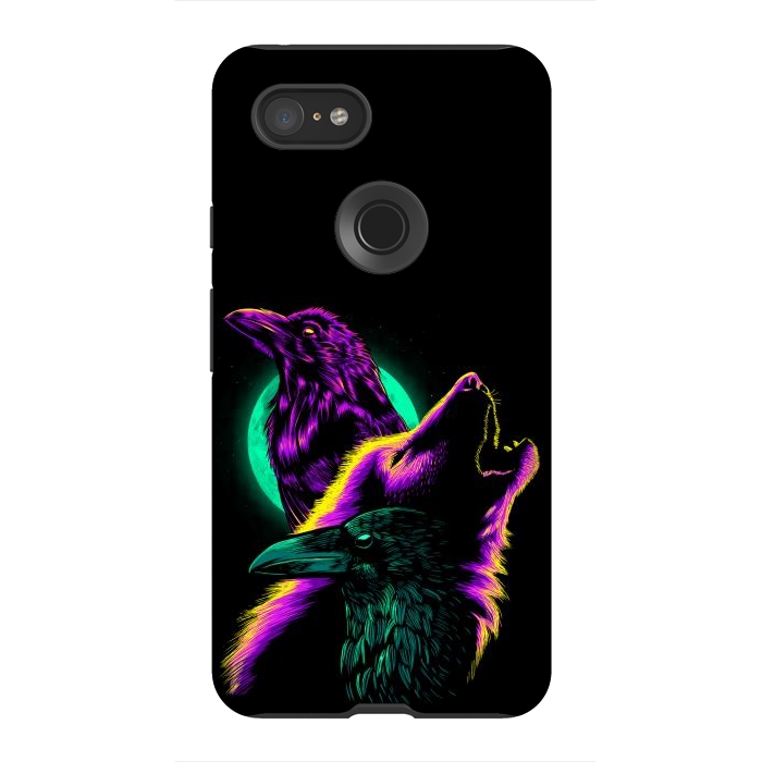 Pixel 3XL StrongFit Raven and wolf by Alberto