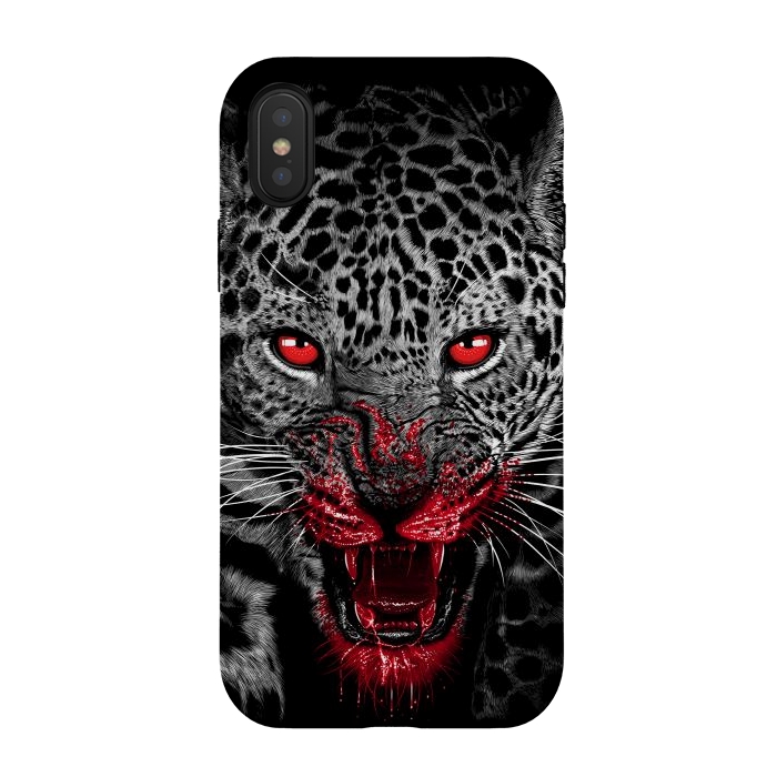 iPhone Xs / X StrongFit Blood Leopard by Alberto