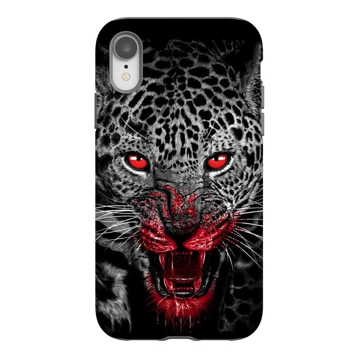 iPhone Xr StrongFit Blood Leopard by Alberto