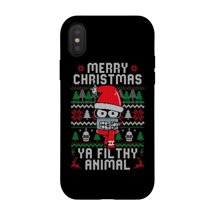 iPhone Xs / X StrongFit Merry Christmas Ya Filthy Animal by eduely