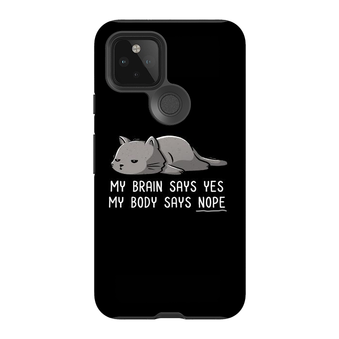 Pixel 5 StrongFit My Body Says Nope Funny Lazy Cat by eduely