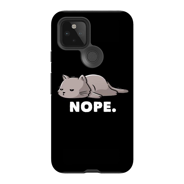 Pixel 5 StrongFit Nope Funny Cute Lazy Cat Gift by eduely