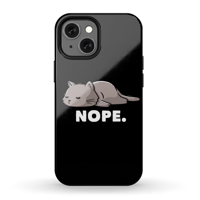 iPhone 13 mini StrongFit Nope Funny Cute Lazy Cat Gift by eduely