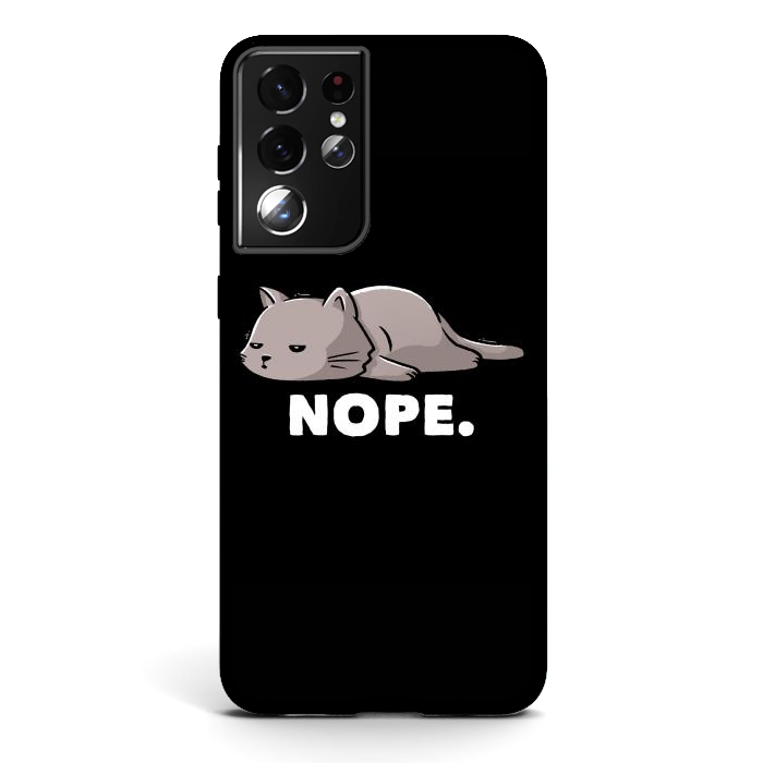 Galaxy S21 ultra StrongFit Nope Funny Cute Lazy Cat Gift by eduely
