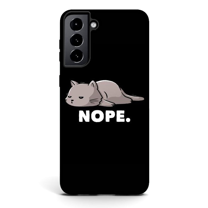 Galaxy S21 StrongFit Nope Funny Cute Lazy Cat Gift by eduely
