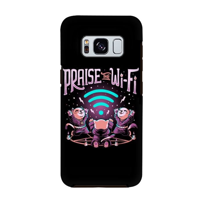 Galaxy S8 StrongFit Praise the Wifi Funny Evil Worship Cats by eduely