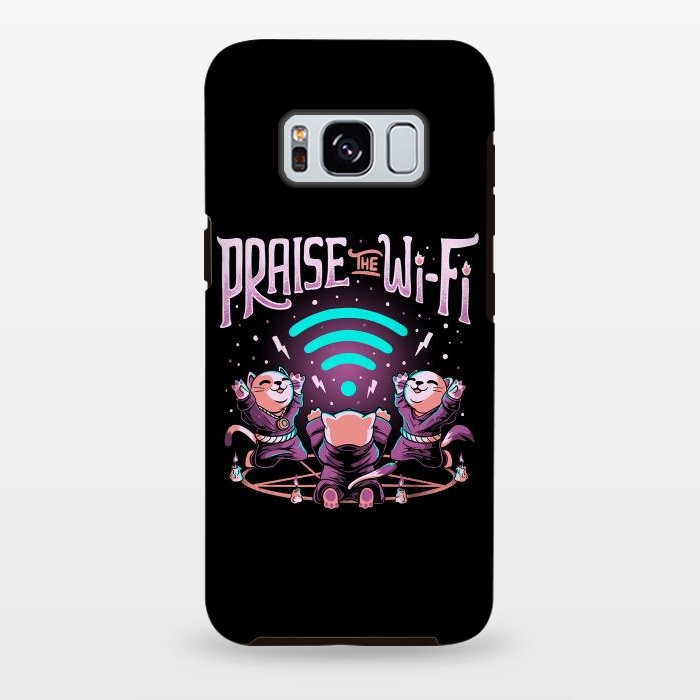Galaxy S8 plus StrongFit Praise the Wifi Funny Evil Worship Cats by eduely