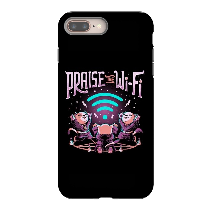 iPhone 8 plus StrongFit Praise the Wifi Funny Evil Worship Cats by eduely