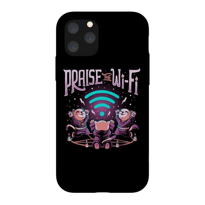 iPhone 11 Pro StrongFit Praise the Wifi Funny Evil Worship Cats by eduely