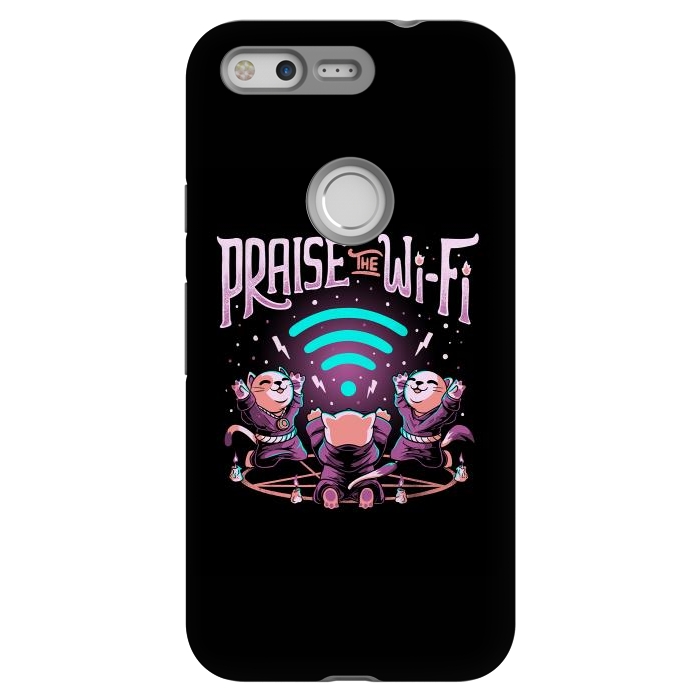 Pixel StrongFit Praise the Wifi Funny Evil Worship Cats by eduely