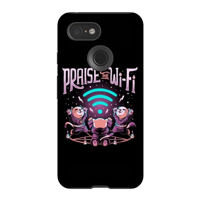 Pixel 3 StrongFit Praise the Wifi Funny Evil Worship Cats by eduely