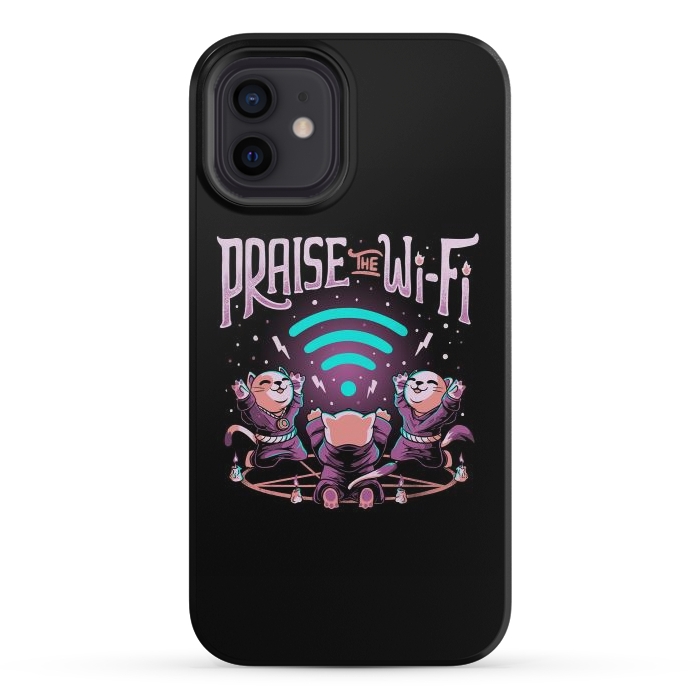 iPhone 12 mini StrongFit Praise the Wifi Funny Evil Worship Cats by eduely