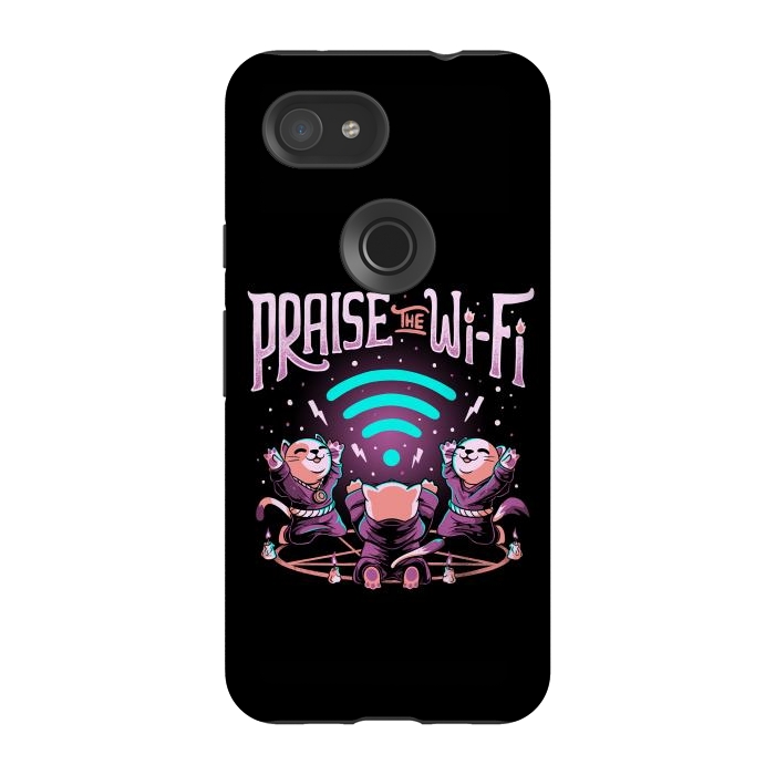 Pixel 3A StrongFit Praise the Wifi Funny Evil Worship Cats by eduely