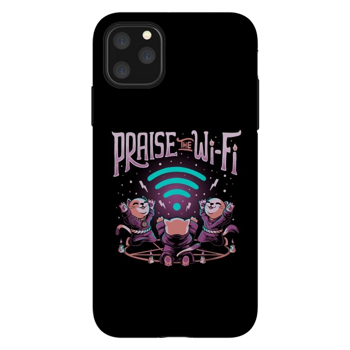 iPhone 11 Pro Max StrongFit Praise the Wifi Funny Evil Worship Cats by eduely