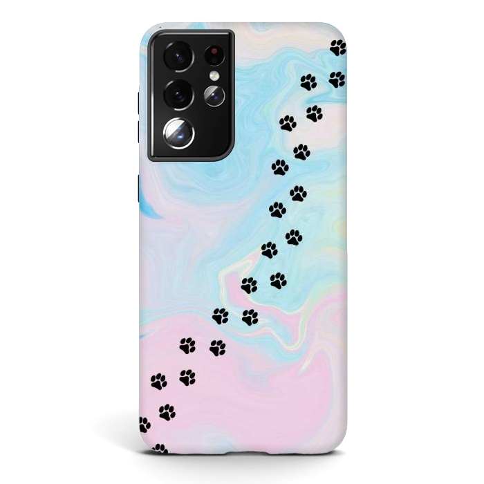 Galaxy S21 ultra StrongFit Paw print in pastel by CAS