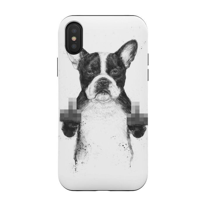 iPhone Xs / X StrongFit Censored dog by Balazs Solti