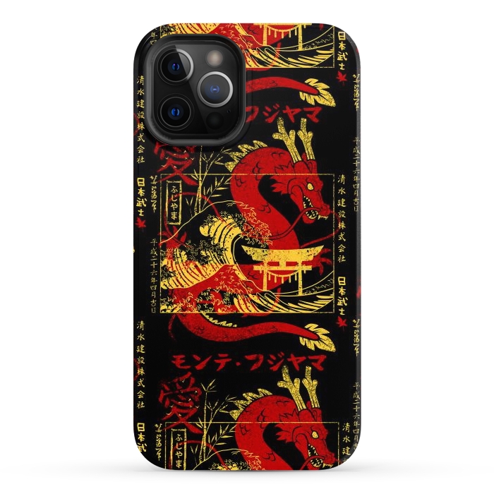 iPhone 12 Pro Max StrongFit Red chinese dragon gold by Alberto