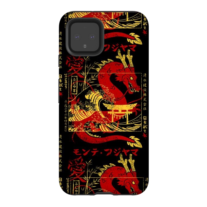 Pixel 4 StrongFit Red chinese dragon gold by Alberto
