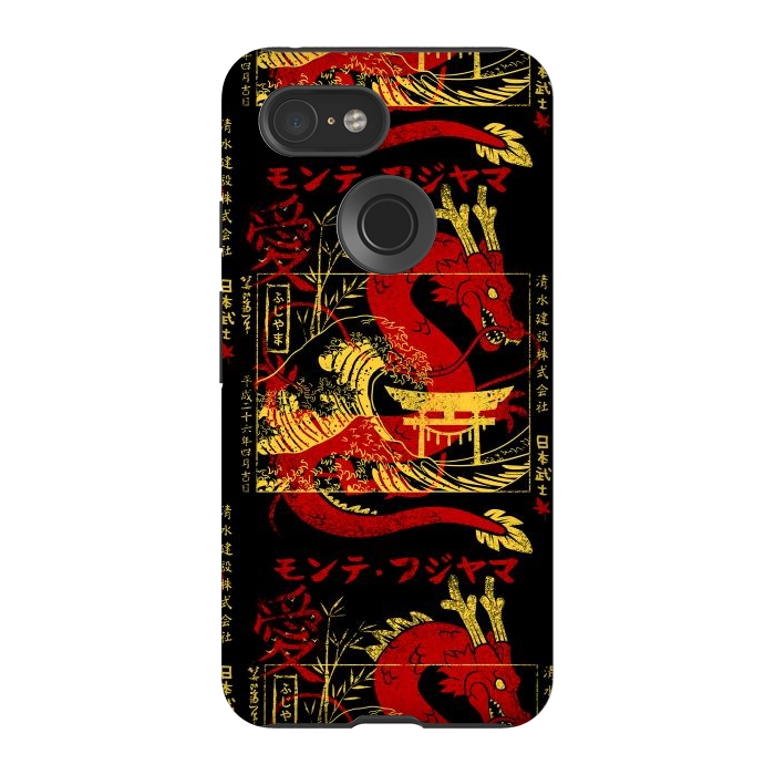 Pixel 3 StrongFit Red chinese dragon gold by Alberto