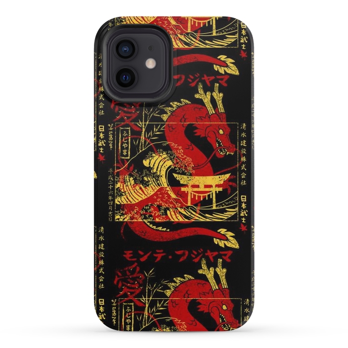 iPhone 12 mini StrongFit Red chinese dragon gold by Alberto