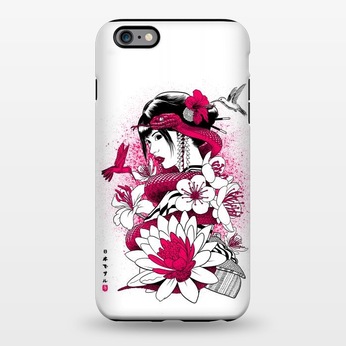 iPhone 6/6s plus StrongFit Geisha with snake and hummingbirds by Alberto