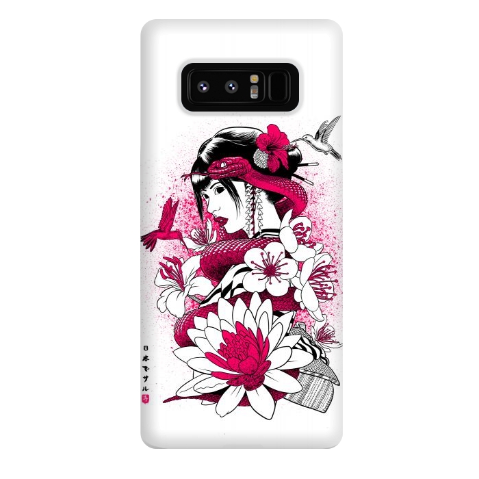 Galaxy Note 8 StrongFit Geisha with snake and hummingbirds by Alberto