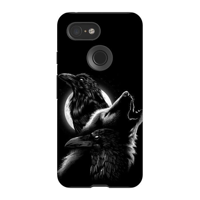 Pixel 3 StrongFit Wolf crow by Alberto