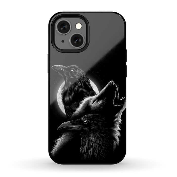 iPhone 13 mini StrongFit Wolf crow por Alberto
