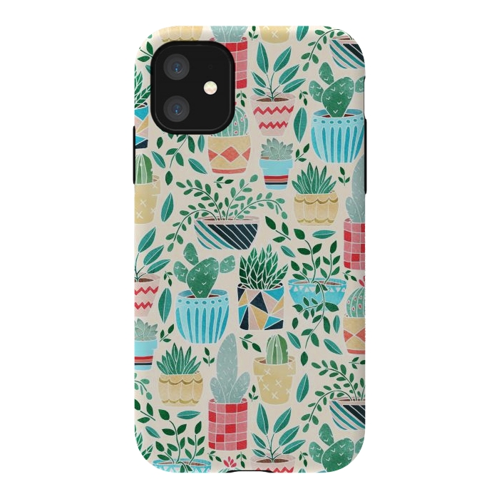 iPhone 11 StrongFit Fun Cacti in Pots by Tangerine-Tane