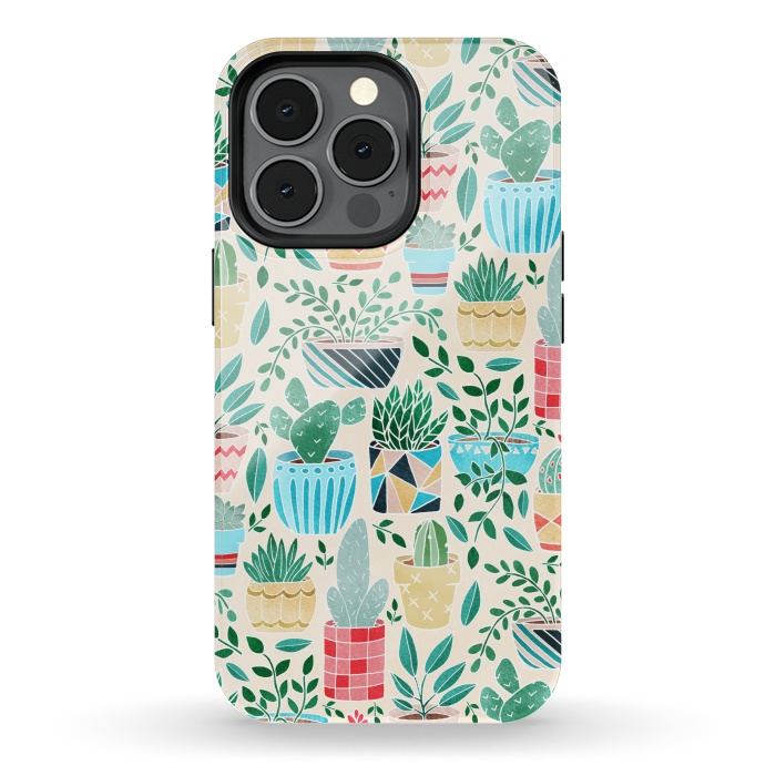 iPhone 13 pro StrongFit Fun Cacti in Pots by Tangerine-Tane