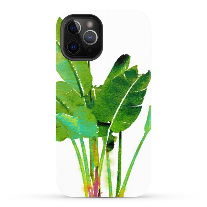 iPhone 12 Pro Max StrongFit Tropical Banana Leaves Watercolor by Uma Prabhakar Gokhale