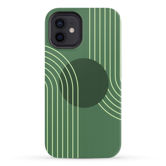 iPhone 12 StrongFit Geometric Lines in Sage Green 25 (Rainbow Abstraction) por nineFlorals