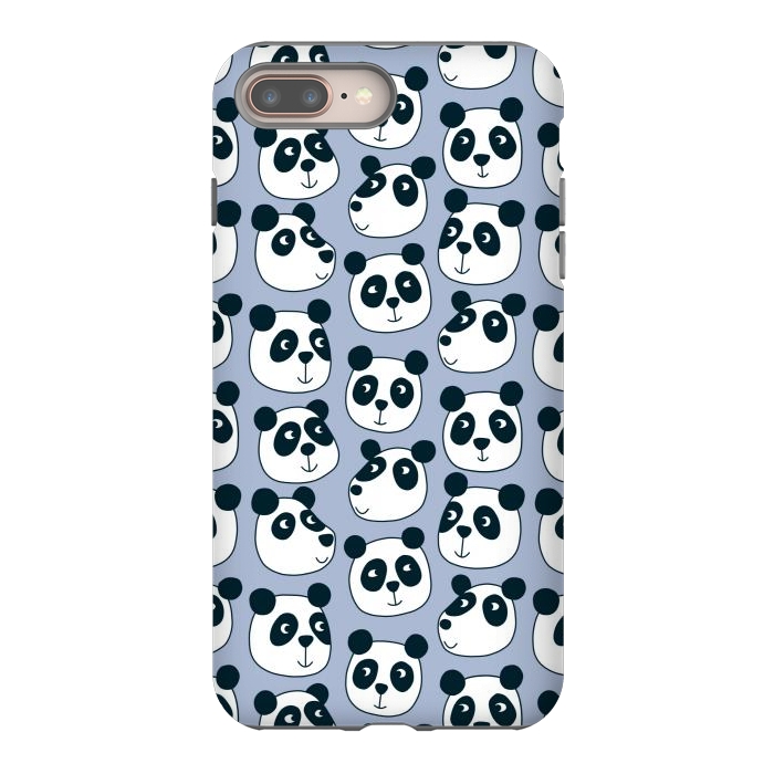 iPhone 8 plus StrongFit Particularly Pleasant Panda Bears on Blue by Nic Squirrell