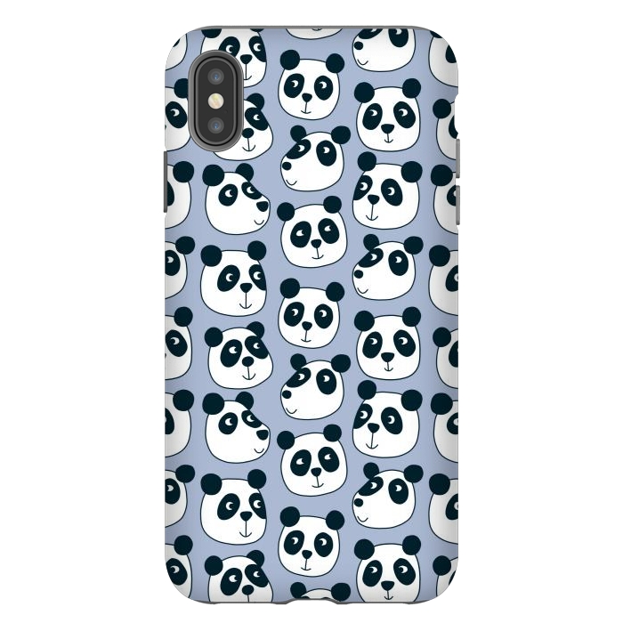 iPhone Xs Max StrongFit Particularly Pleasant Panda Bears on Blue by Nic Squirrell