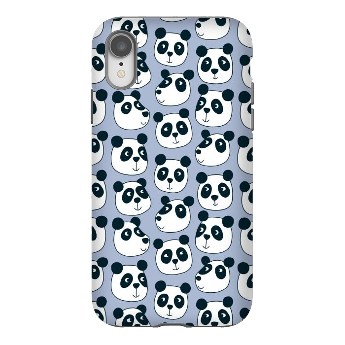 iPhone Xr StrongFit Particularly Pleasant Panda Bears on Blue by Nic Squirrell