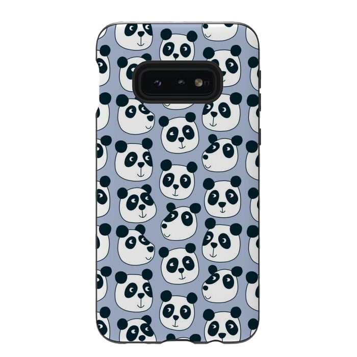 Galaxy S10e StrongFit Particularly Pleasant Panda Bears on Blue by Nic Squirrell