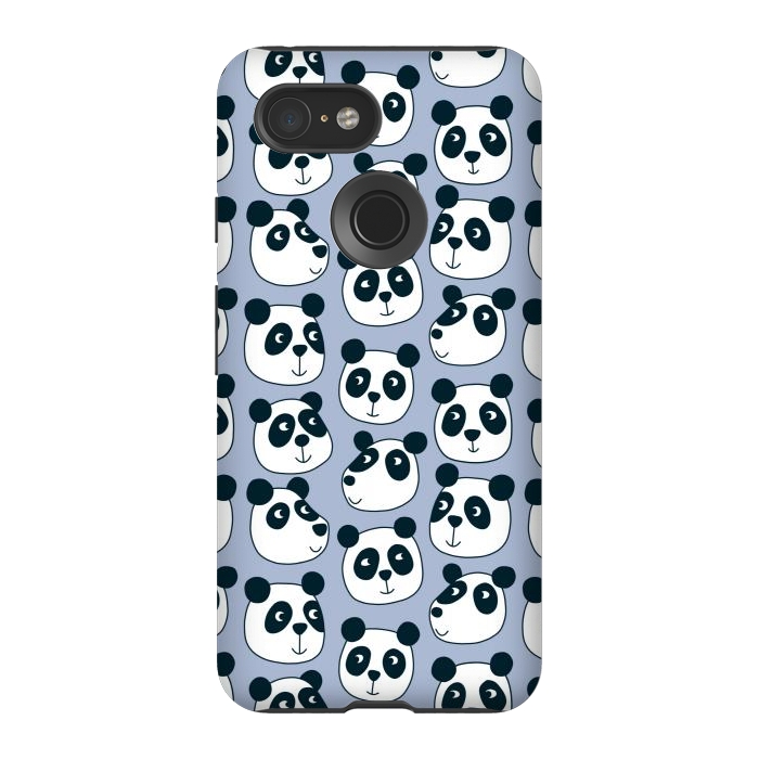Pixel 3 StrongFit Particularly Pleasant Panda Bears on Blue by Nic Squirrell