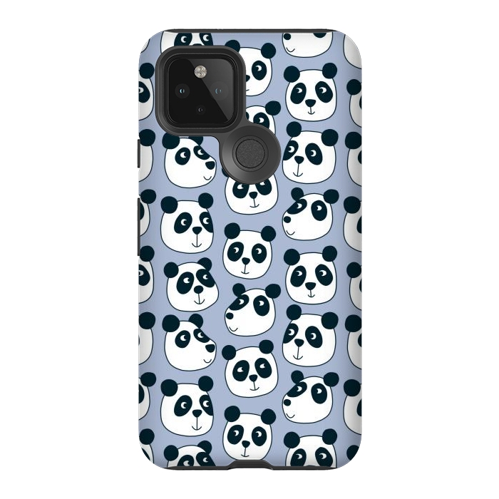 Pixel 5 StrongFit Particularly Pleasant Panda Bears on Blue by Nic Squirrell
