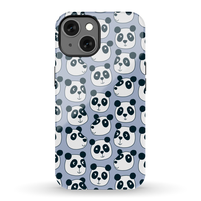 iPhone 13 StrongFit Particularly Pleasant Panda Bears on Blue by Nic Squirrell