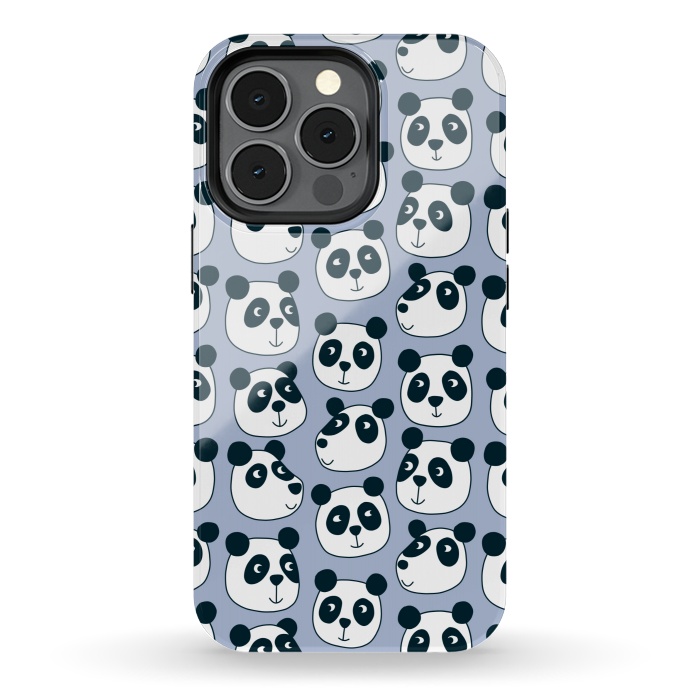 iPhone 13 pro StrongFit Particularly Pleasant Panda Bears on Blue by Nic Squirrell